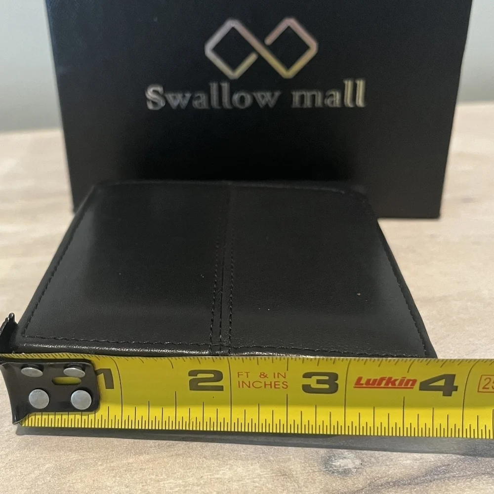 Swallow Mall Black Leather Wallet With RFID Secure Technology‎